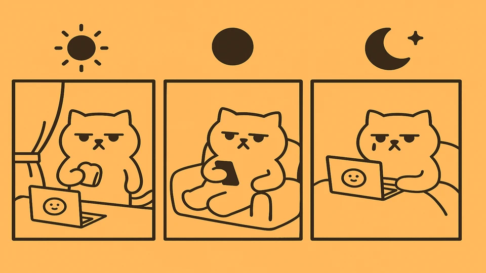 まんぷくにゃんのアニメ視聴タイム:朝・昼・夜それぞれのスタイル