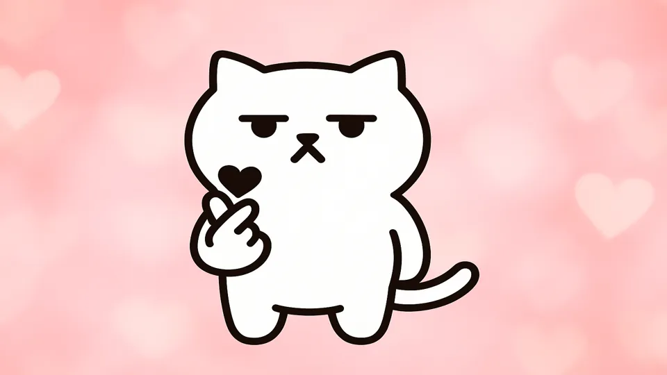 片手でハートを作るまんぷくにゃん