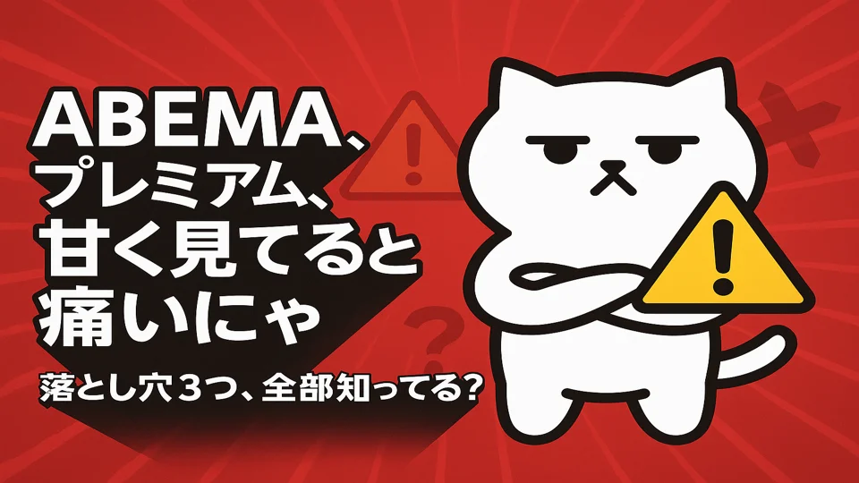 ABEMAプレミアムの注意点を解説するまんぷくにゃん